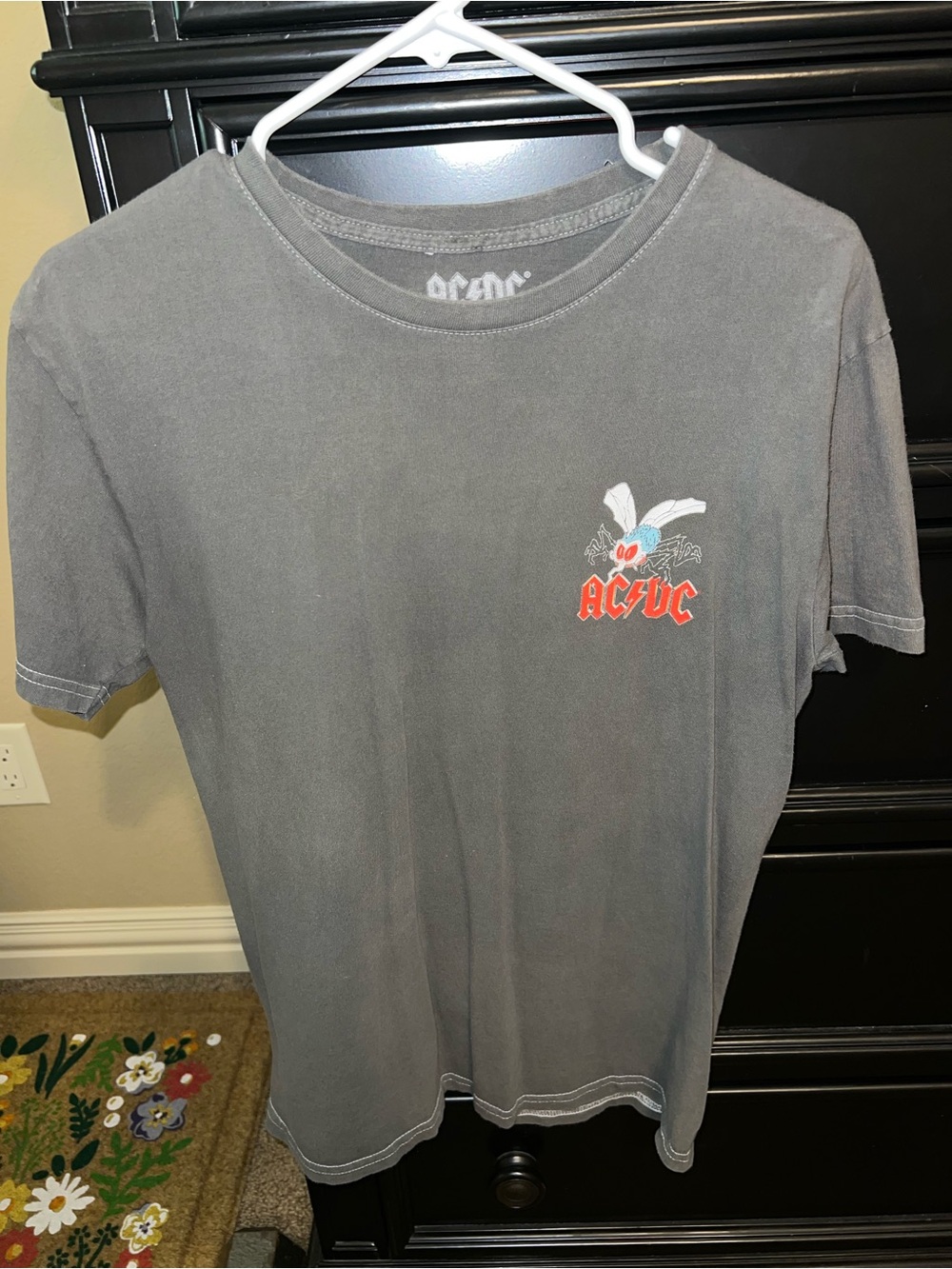 AC/DC Dark Gray Tee with White Logo Print